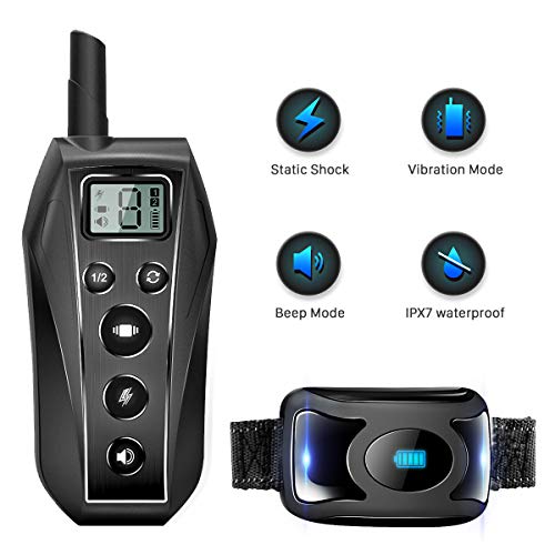 Ribivaul Dog Collar with Remote Waterproof IPX7 Enhanced Rechargeable 90 Days Standby E Collars for Dogs Small Medium Large Size，3 Modes for Pet Behavior Training Up to 600 Yards in Open Space