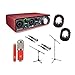 Focusrite Scarlett 2i2 2nd Gen 2 USB 2.0 Audio Interface - Bundle With MXL 550/551R Condenser Mic Kit Red, 2x 20' 8mm XLR Mic Cable, 2x 15ft 3-Pin XLR to TRS Cable, Mic Stand, Mini Boom Stand