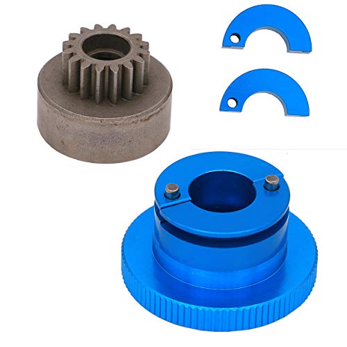ZYCST 16T Flywheel Clutch Bell & Ball Bearings Set for HSP 94188 1/10 RC 1:10 Car Upgrade Parts Aluminum Alloy 16 Teeth Flywheel Assembly Kit Set (Color: Blue)