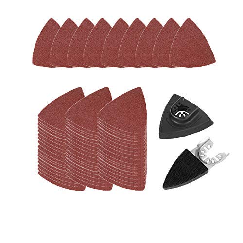 Detail Sander Paper,ANGGREK 82PCS Triangle Sanding Sheets, Sander Sanding er Hook and Loop Assorted for Fein, Multimaster, Bosch, Makita
