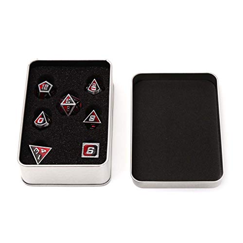 REDSUN D&D Metal Dice,RPG Dice Set,Polyhedral Solid Enamel Zinc Alloy ,New Font,for Role Playing Game Dungeons and Dragons (Dark God)