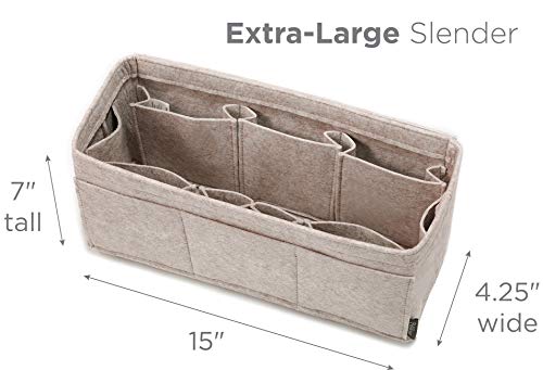 Pelikus Felt Purse & Tote Organizer Insert/Multi-Pocket Handbag Shaper (X-Large-Slender, Oatmeal - xls)