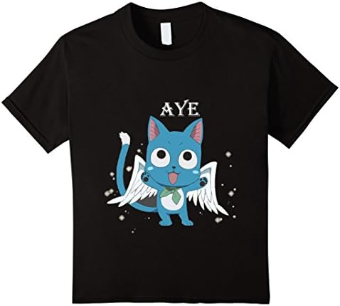 Kids Happy Fairy Tail Cat T Shirt 8 Black