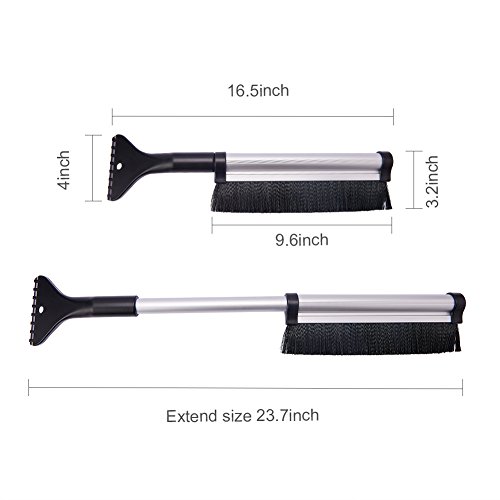 Jscarlife 16.5-23.7 inch Retractable Snow Brush & Ice Scraper | Auto Snow Removal | Car Truck SUV Windshield | Heavy Duty
