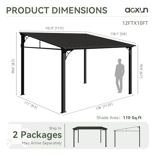 Aoxun 10x12 Lean To Gazebo Review: Wall-Mounted Steel Hardtop with Slanted Roof image 9
