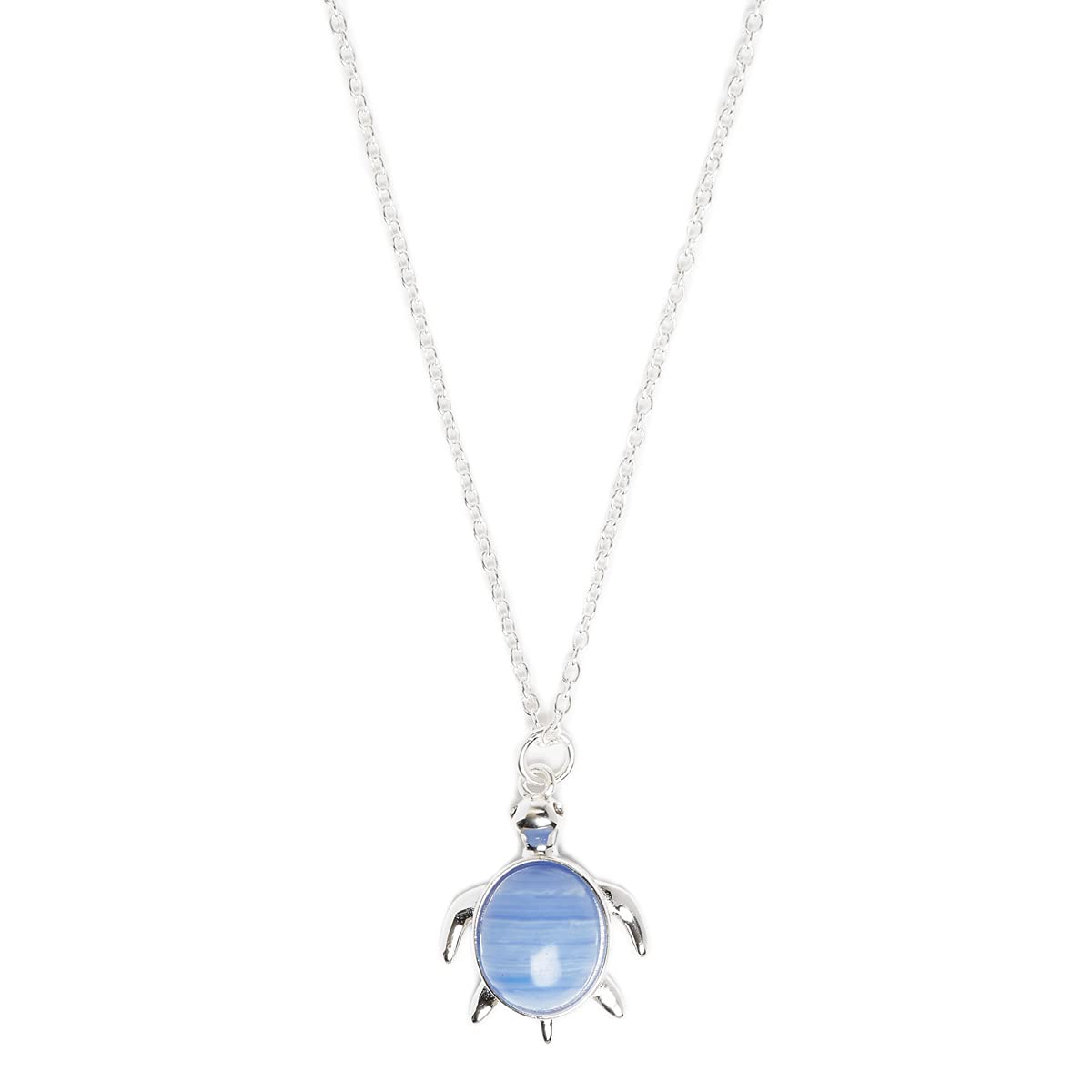 Annie Oak Womens 925 Silver Blue Lace Agate Turtle Necklace