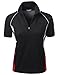 Coolon 2 Tone Collar Short Sleeve Zipper Polo Tee Black L