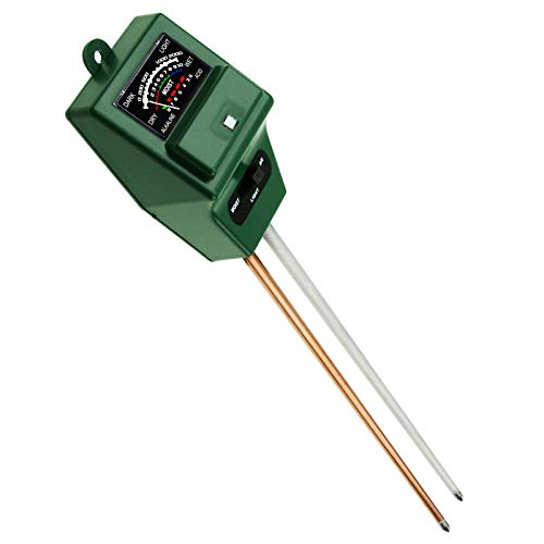 Soil pH, Moisture & Light Meter 3 Way Tester Kit, Gardening Acidity Probe Test Tool Plants Growth Watering Quality Monitoring (pH/Moisture/Light Range (Green)