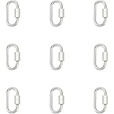 UNICRAFTALE 10Pcs Oval Screw Carabiner Lock Charms 21mm Long Stainless Steel Screw Locking Keychain Carabiner Clasp Metal Keychain Clip Hook Quick Link for Jewelry Making Handbag DIY Accessory