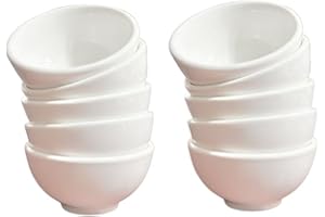 KTCO White Porcelain Small Rice Bowls, 4 Inch Diameter, 6 oz Capacity, Thick Ceramic, Set of 10