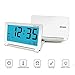 KLAREN Alarm Clock, Travel Clock LCD Mini Digital Desk Folding Electronic Alarm with Blue Backlight White