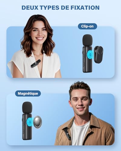 Newmight Wireless Microphone Tie - Plug & Play Compatible with iPhone/Android/PC | Magnetic Mount,Noise Reduction,30M Range,Microphone Telephone for Youtube Podcast Vlog