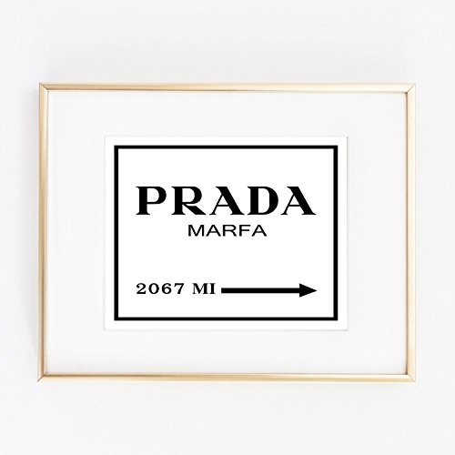 Print Prada Marfa from NY distance Color Black and White poster 0021