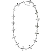 JczR.Y Sideways Cross Necklace for Women Multi Crosses Charm Necklace Stainless Steel Cross Pendant Necklaces Personality Religious Faith Charm Choker Costume Jewelry Gift