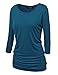 Made By Johnny MBJ WT822 Womens 3/4 Sleeve with Drape Top XXL Teal