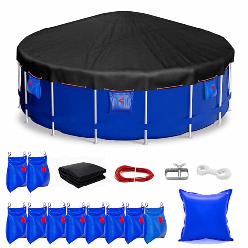 Photo 1 of Outdino 15FT Round Pool Cover, Solar Covers for Above Ground Pools, 420D Thickened Durable Swimming Pool Cover, UV-Resistant Pool Cover Protection with Windproof Strap, Drawstring