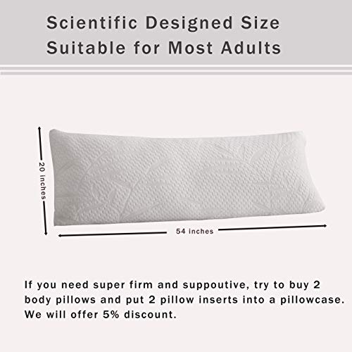 Ubauba Full Body Pillows for Adults Memory Fiber Long Pillow with Zipper Bamboo Pillow Cover, Soft Bed Pillows for Side Sleepers and Back Pain - 20 x 54 inch