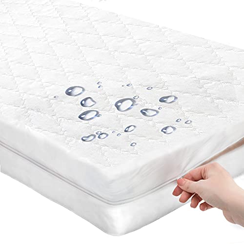 COZYCUDDLES Premium Zippered Quilted Waterproof Crib Protector Cover