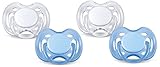 Philips AVENT Freeflow Pacifier BPA, Free Blue / White, 0-6 Months (Pack of 4)