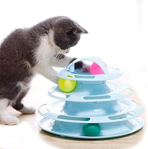 Bingopaw 猫用おもちゃ ボールタワー 回転式円盤 爆売り ひとり遊び 遊ぶ盤 くるくるまわるボール 分解可能 運動不足対策 ストレス解消 じゃらし 4段 猫の五感刺激