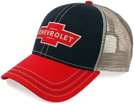 Retro Vintage Style Patriotic Licensed Chevrolet Chevy Bowtie Camo USA Flag Mesh Chevy Bowtie Camo USA Flag Hat - Officially Licensed  main image 2