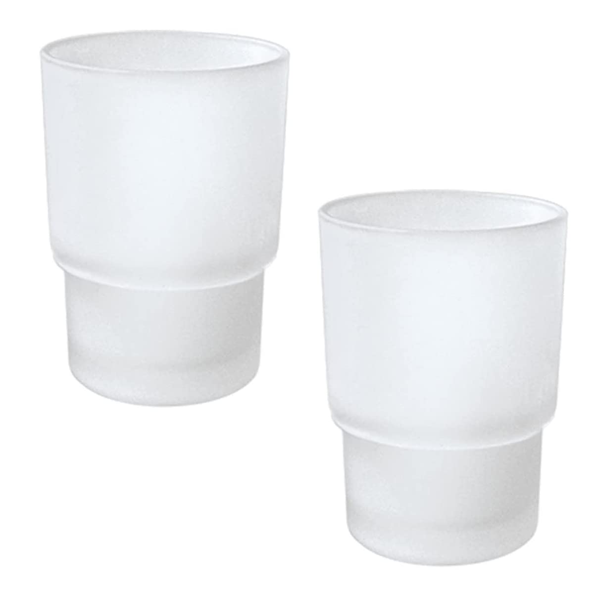 HANQ Toothbrush Cup, 2pcs Glass Tumbler Toothbrush Mug Replacement for Wall Mounted Toothbrush Holder, Mouthwash Cup for Bathroom Accessories (Frosted)