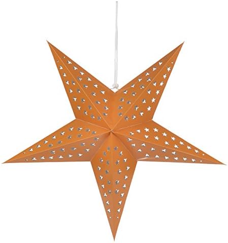 Quasimoon PaperLanternStore.com 24 Inch Solid Orange Cut-Out Paper Star Lantern, Hanging Decoration