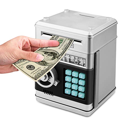 Zonkin Cartoon Electronic ATM Password Piggy Bank Cash Coin Can Auto Scroll Paper Money Saving Box Gift for Kids (Silvery) Zonkin Cartoon Electronic ATM Password Piggy Bank Cash Coin Can Auto Scroll Paper Money Saving Box Gift for Kids (Silvery)