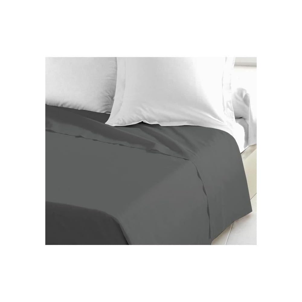 LOVELY HOME Flat Sheet 100% Cotton 240 x 300 cm Dark Grey