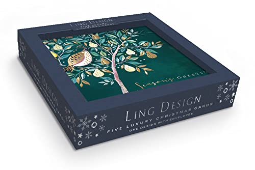Box of 5 Luxury Partridge Pear Tree Embellished Christmas Cards Xmas Card Boxes XBRL810