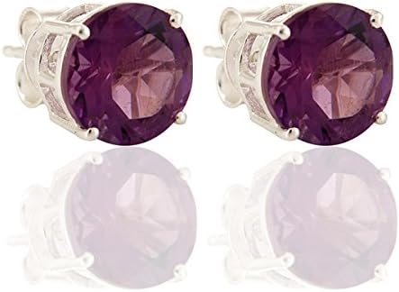 Amethyst Gemstone Earrings, 92.5 Sterling Silver Gemstone Jewelry Stud Earrings, February Birthstone Party Stud Earrings