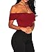 Shawhuwa Womens Sexy Off Shoulder Leotard Bodysuit Clubwear Top S Wine