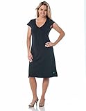 Alki'i V-Neck double fabric bodice with A-line Drape Silvia Dress Charcoal M