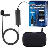 Vidpro XM-LT Lavalier Microphone for Apple iOS Devices fits iPad and iPhone. Omni-Directional Audio Pickup Pattern. Includes 20 Foot Audio Cable with Lapel Clip and Foam Windscreen