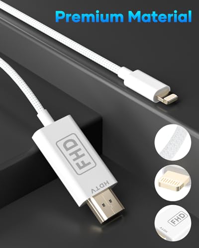 Zestiq Lightning to HDMI Cable 2M, HDMI Cable for iPhone, Mobile to TV Adapter Mobile Cable 1080P Compatible with iPhone 14, 13, 12, 11, Pro Max, XS, XR, X to TV, Projector and Monitor