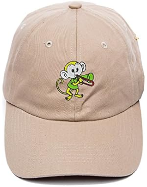 Custom monkey playing a trombone Embroidered Applique Designs Vintage Baseball Hats