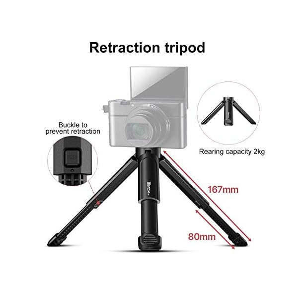Stativkamera Kompatibel mit Canon / ZV1 für Sony/Nikon DSLR, ausziehbare Stativkamera Camcorder Stativ Einbeinstativ, 1… – Bild 3