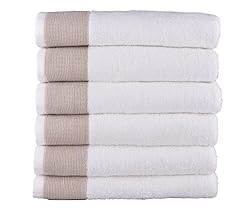 See Lunasidus Venice 100-percent Luxury Turkish Combed Cotton Jacquard 6-Piece Hand Towel Set, Beige Details