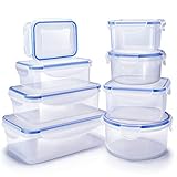 Veken Food Storage Containers with Airtight Lids, 8 Pack Plastic Reusable, Stackable Meal Prep Containers and Bento Lunch Boxes, Microwave, Freezer, Dishwasher Safe