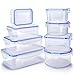 Veken Food Storage Containers with Airtight Lids, 8 Pack Plastic Reusable, Stackable Meal Prep Containers and Bento Lunch Boxes, Microwave, Freezer, Dishwasher Safe