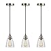 Pendant Light 3-Pack, Farmhouse Edison Hanging Lights Height Adjustable, SHINE HAI Mini Glass Pendant Lighting Fixture, Modern Industrial Vintage Lamp