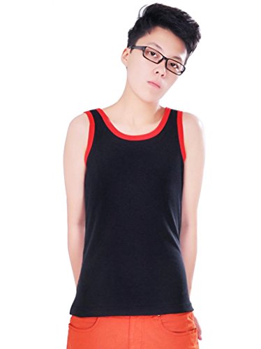 Dolpind Womens LES Lesbian Tomboy Short Chest Binder Vest Tank Tops (US S/Tag M, Black) (Tag Ur Best Friend)