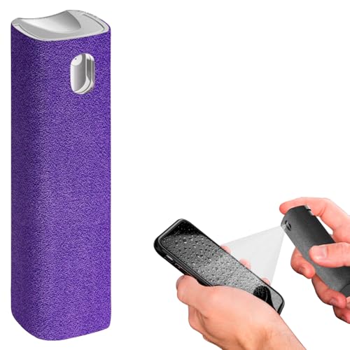 IO CLEAN Mini Screen Cleaner Spray – Finger Proof Screen Cleaner for Smartphones, iPads, MacBooks, Laptops, Car Screens, Touchscreens – 3in1 Mist Cleaner, Microfiber Cloth and Protective Cover -Purple