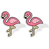 Cute Flamingo Small Stud Earrings for Women Teens Cartilage Dainty Acrylic Colorful Animal Hypoallergenic Studs Fashion Jewelry Decoration Party Christmas Vacation Bff Birthday Gifts Daughter