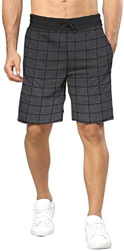 Men's Cotton Checkered Shorts Charcoal Black