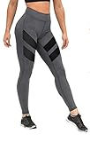 Shensee High Waist Fitness Yoga Athlete Panty Printed Stretch Cropped Leggings (M, Gray 2)