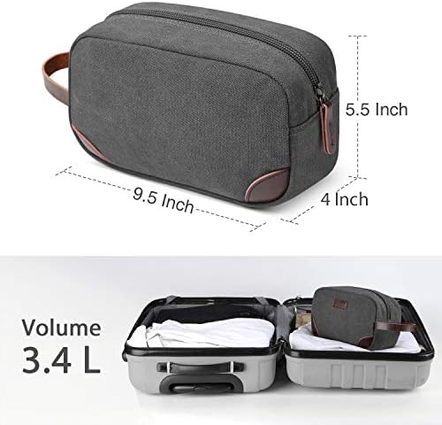 Men's Travel Toiletry Organizer Bag Canvas Shaving Dopp Kit TSA Approved (Grey) 5 Men's Travel Toiletry Organizer Bag Canvas Shaving Dopp Kit TSA Approved (Grey)