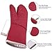 BESTONZON Oven Mitts and Pot Holders Set of 4, 500F Heat Resistant Oven Gloves with Silicone Non-Slip for Kitchens, Grilling, Cooking, Baking (Red)
