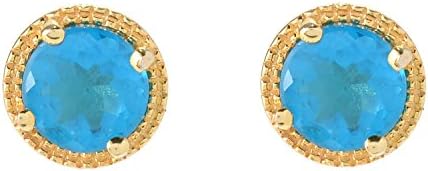 18K Yellow Gold Vermeil o/ Silver 1ctw Neon Apatite Studs Earrings