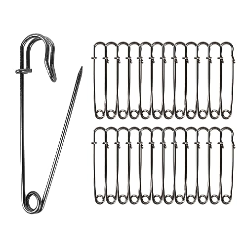 FIREFLY SEWING Firefly 30 Pcs Extra Large Safety Pins, 3in Heavy Duty Steel Metal Lock Pin Fasteners for Blankets, Skirts, Crafts, Kilts (Gray)